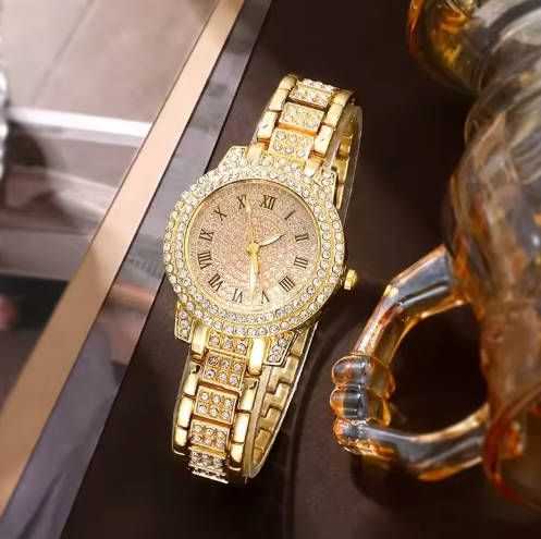 5PCS Women Watch Luxury Elegant Alloy Watch Crystal Wristwatch For Ladies Gift Quartz Watch Alloy Rhinestone Bracelet Montre Fast delivery within 1-5 days