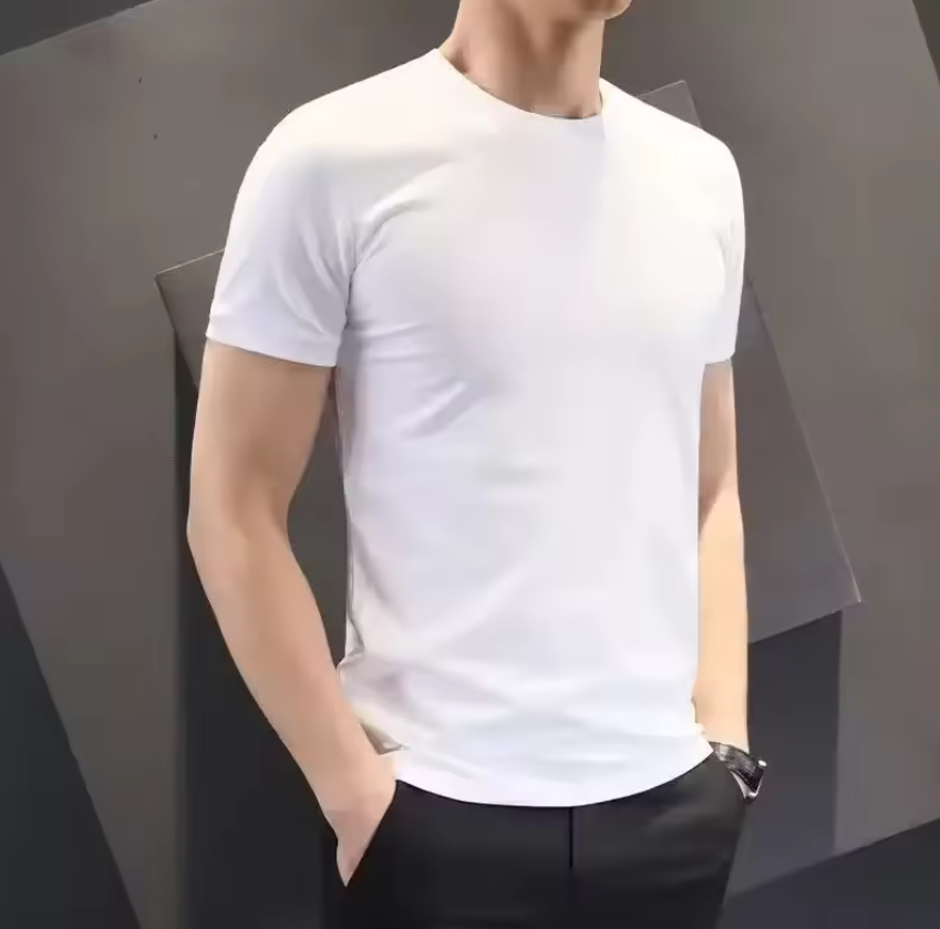 2 pieces of short-sleeved men's T-shirts fitness slim bottoming shirts half-sleeved solid color underwear black and white short-sleeved boys Tshirt Men clothes Fast delivery within 1-5 days