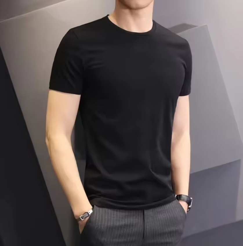 2 pieces of short-sleeved men's T-shirts fitness slim bottoming shirts half-sleeved solid color underwear black and white short-sleeved boys Tshirt Men clothes Fast delivery within 1-5 days