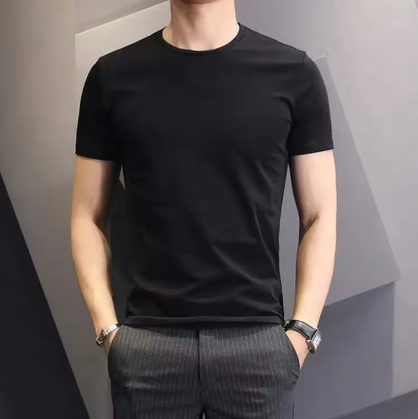 2 pieces of short-sleeved men's T-shirts fitness slim bottoming shirts half-sleeved solid color underwear black and white short-sleeved boys Tshirt Men clothes Fast delivery within 1-5 days