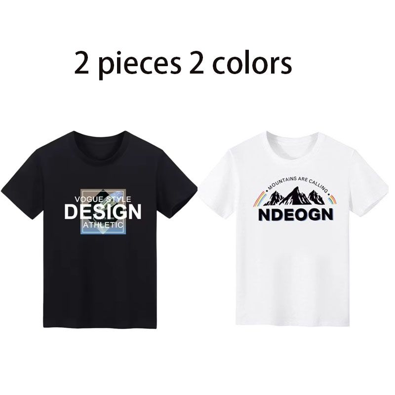 2 pieces 2 colors Men's clothing short sleeved t-shirt men's summer slim fit black and white Boy Tshirt Fast delivery within 1-5 days