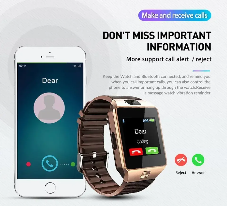 mart Watch With Camera Multi Language Wrist Watch SIM Card Touch Screen Smartwatch For IOS Android Phone Druopshipping Local fast delivery