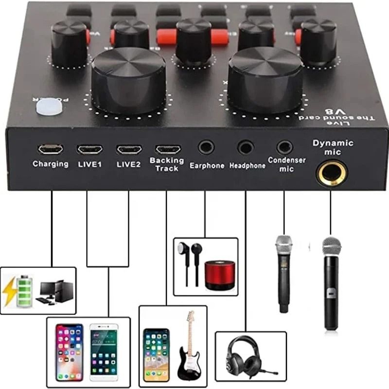 "BM800 Professional Studio Condenser Microphone Kit with V8 Sound Card for High-Quality Audio Recording, Family Concerts, Karaoke, Podcasting, and Live Streaming"