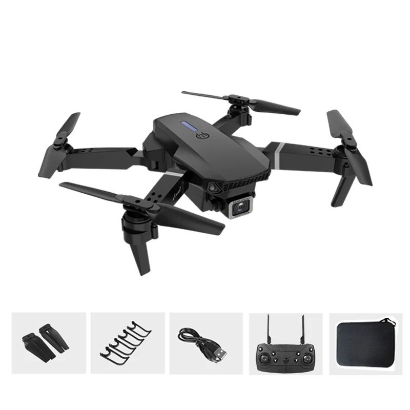 E88 Pro Drone with Ultra High-Definition 4K Dual Cameras, Advanced 4-Axis Stabilization System, 15-Minute Continuous Flight Time, and Integrated LED Lights for Enhanced Aerial Photography and Nightti