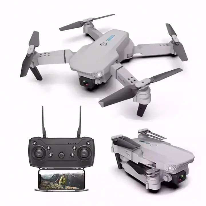 E88 Pro Drone with Ultra High-Definition 4K Dual Cameras, Advanced 4-Axis Stabilization System, 15-Minute Continuous Flight Time, and Integrated LED Lights for Enhanced Aerial Photography and Nightti