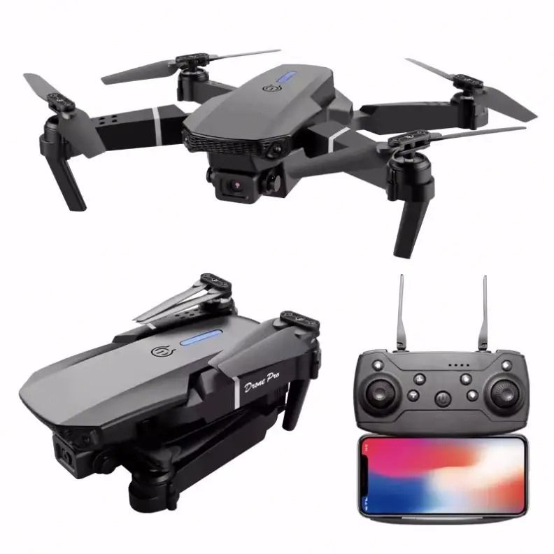 E88 Pro Drone with Ultra High-Definition 4K Dual Cameras, Advanced 4-Axis Stabilization System, 15-Minute Continuous Flight Time, and Integrated LED Lights for Enhanced Aerial Photography and Nightti