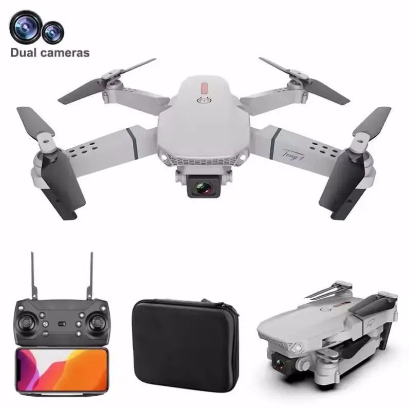 E88 Pro Drone with Ultra High-Definition 4K Dual Cameras, Advanced 4-Axis Stabilization System, 15-Minute Continuous Flight Time, and Integrated LED Lights for Enhanced Aerial Photography and Nightti