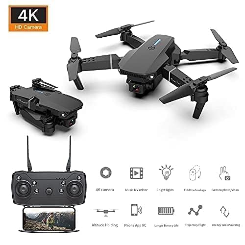 E88 Pro High-Performance Drone Featuring Dual 4K Cameras with Superior Clarity, 4-Axis Stabilization for Smooth Flight, 15 Minutes of Battery Life for Extended Exploration, and LED Lights for Optimal