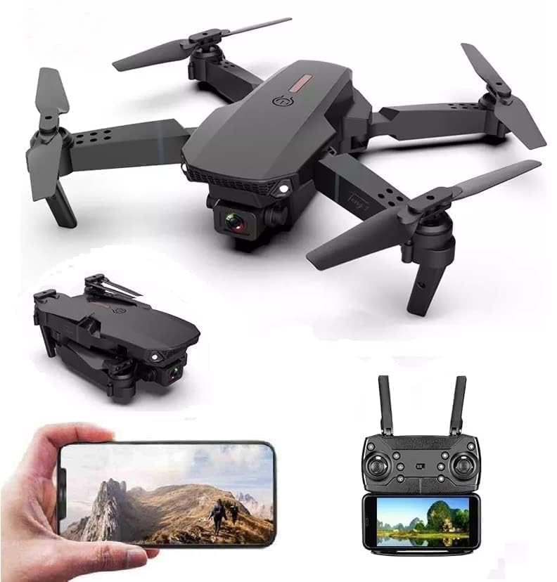 E88 Pro High-Performance Drone Featuring Dual 4K Cameras with Superior Clarity, 4-Axis Stabilization for Smooth Flight, 15 Minutes of Battery Life for Extended Exploration, and LED Lights for Optimal