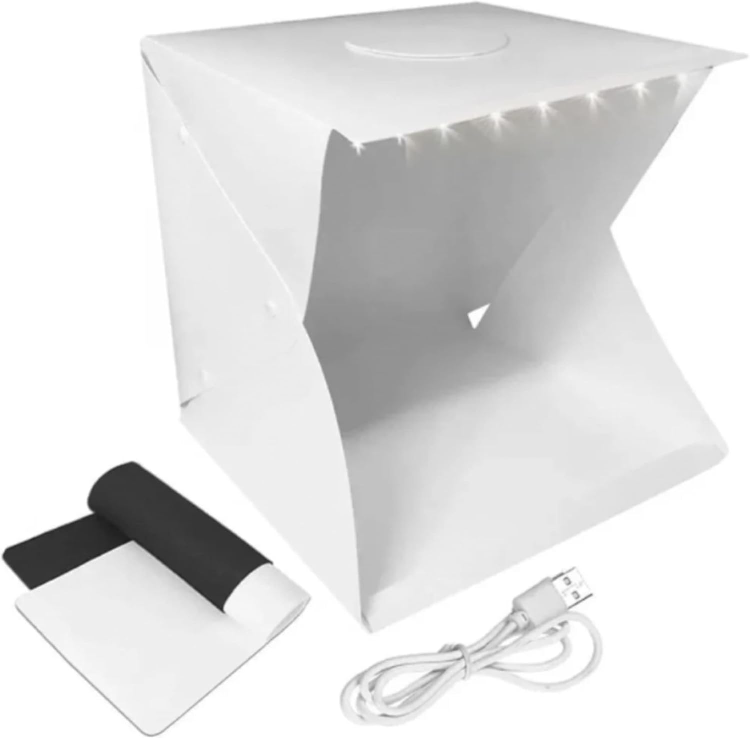 High-Performance Mini Photo Studio Light Box with Adjustable LED Light Panels, Interchangeable Backgrounds, and a Portable, Collapsible Frame for Professional Results