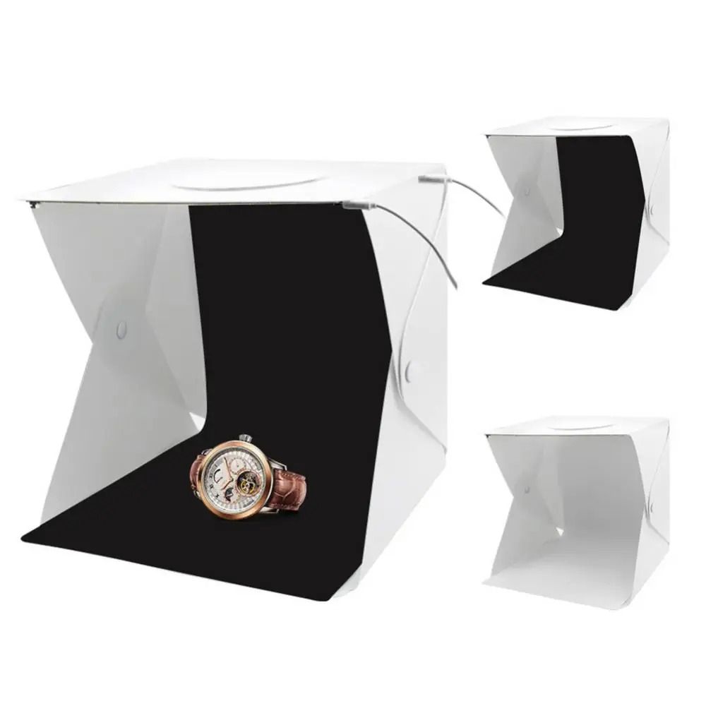 High-Performance Mini Photo Studio Light Box with Adjustable LED Light Panels, Interchangeable Backgrounds, and a Portable, Collapsible Frame for Professional Results