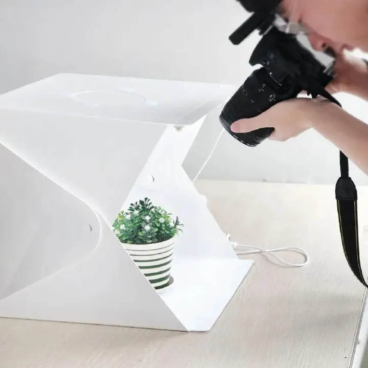 High-Performance Mini Photo Studio Light Box with Adjustable LED Light Panels, Interchangeable Backgrounds, and a Portable, Collapsible Frame for Professional Results