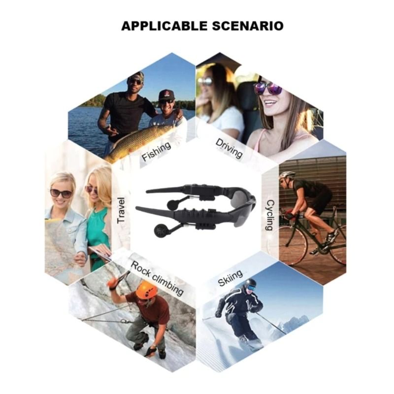 Outdoor Glasses Bluetooth Sunglasses Headphones Stereo Wireless Sport Riding Song Call Ear Buds Earphone-Only Two Glasses