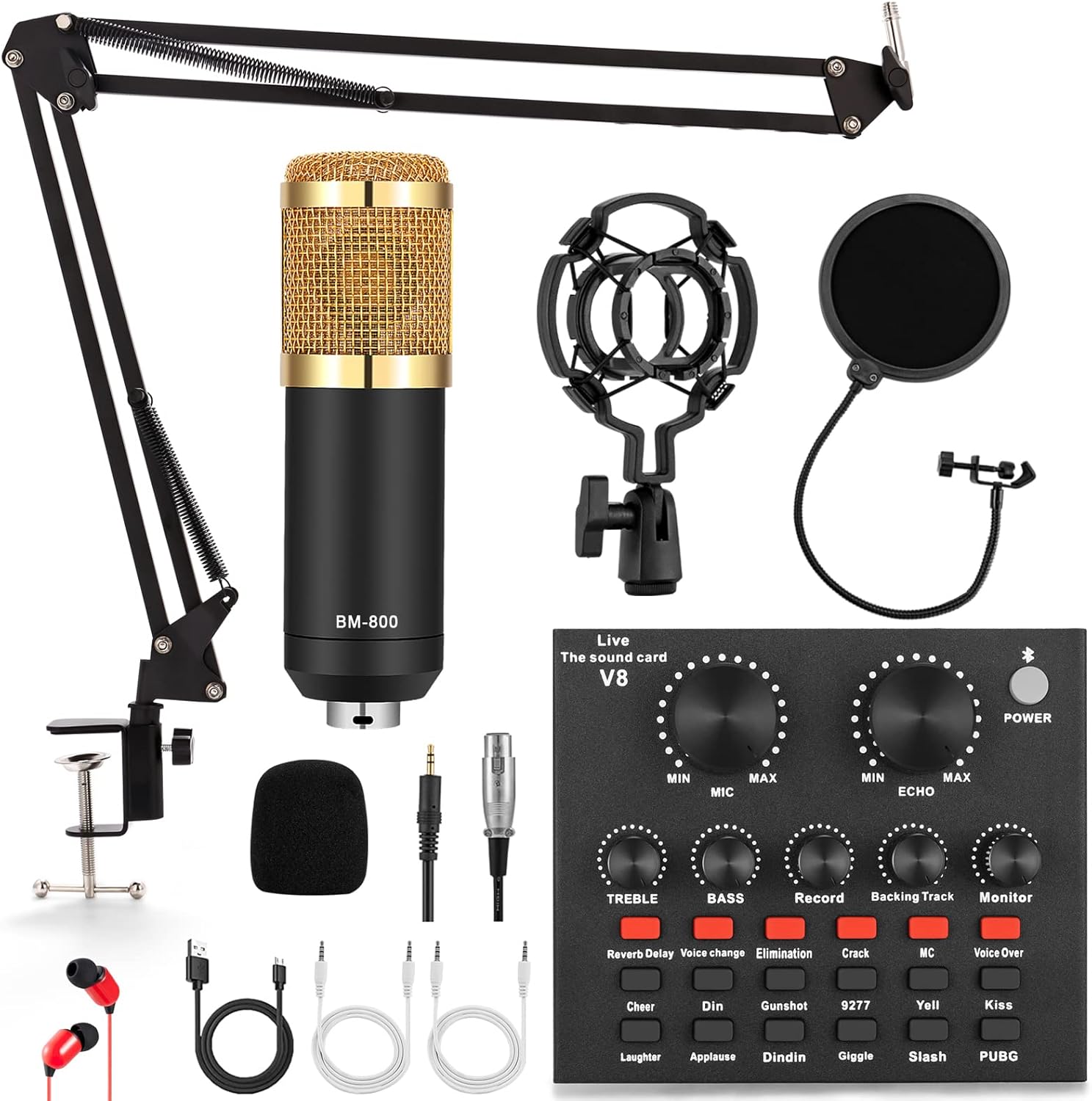Professional Condenser microphone Bm 800 with V8 sound changer