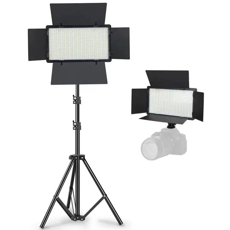 LED-600 LED Video Light Professional Photography Panel 600PCS Light Beads 3200-5600K Dimmable with 2 batteries and charger