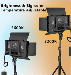 photography battery powered small 45w led Pro U600 studio video panel light with 2.1m light stand for video shooting