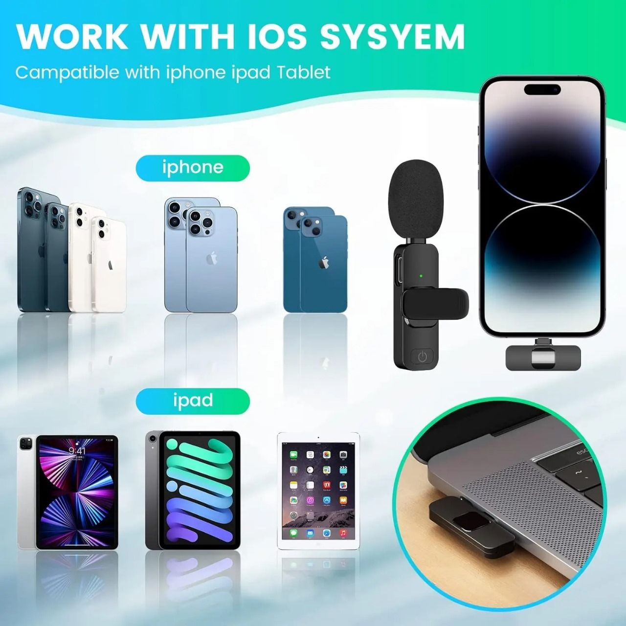 k15 3 in 1 portable wireless lavalier microphone for Mobile live streaming, outdoor shooting, short video recording