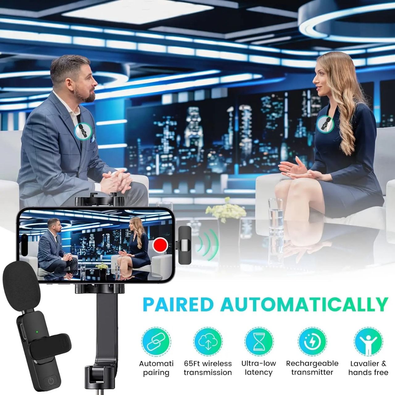 k15 3 in 1 portable wireless lavalier microphone for Mobile live streaming, outdoor shooting, short video recording