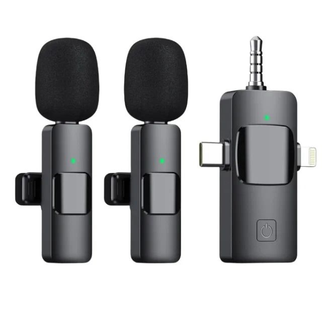 k15 3 in 1 portable wireless lavalier microphone for Mobile live streaming, outdoor shooting, short video recording