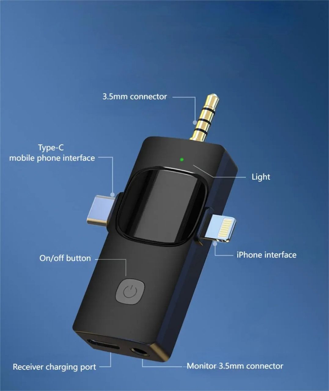 k15 3 in 1 portable wireless lavalier microphone for Mobile live streaming, outdoor shooting, short video recording