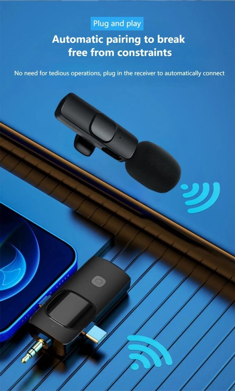 k15 3 in 1 portable wireless lavalier microphone for Mobile live streaming, outdoor shooting, short video recording