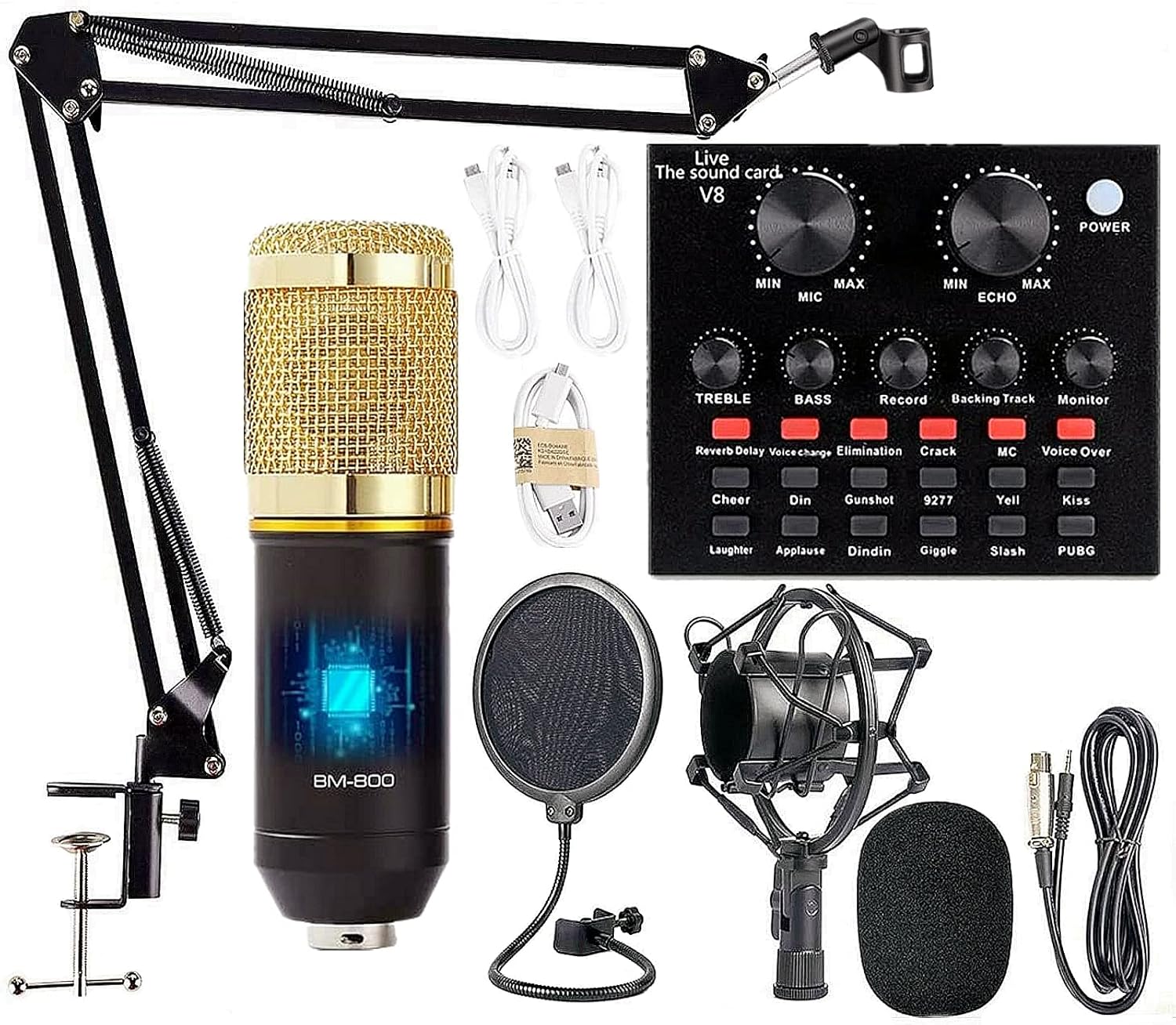 Podcast Equipment Bundle, BM-800 Podcast Microphone Bundle-Voice Changer with Mic