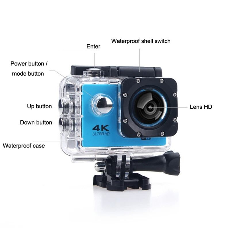 1080p Sports Wifi Camera 4K Digital Video Camera 30m Waterproof HD Camcorder 2.0' Screen