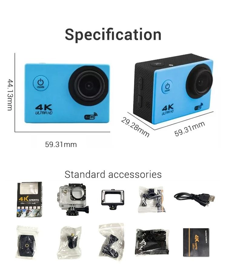 1080p Sports Wifi Camera 4K Digital Video Camera 30m Waterproof HD Camcorder 2.0' Screen