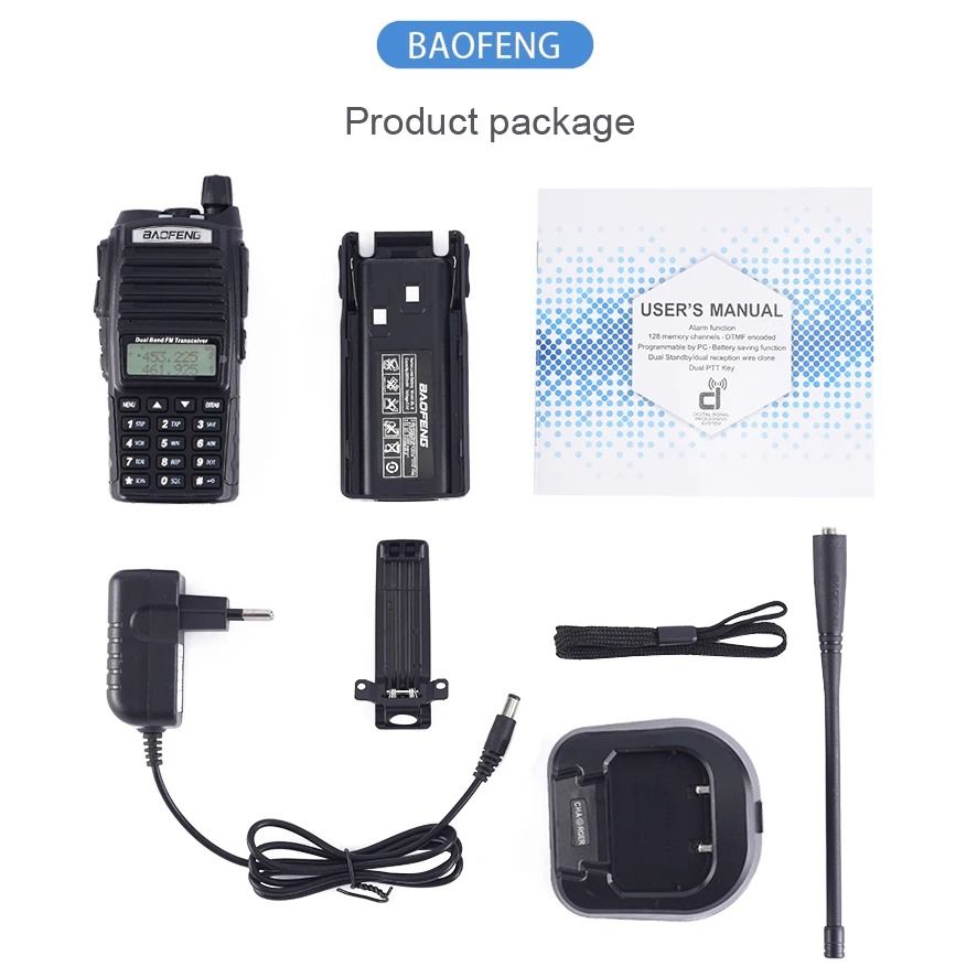 Double “BaoFeng UV82 High-Performance Handheld Walkie Talkie with Dual Display, Programmable Channels, and Enhanced Audio Clarity for Reliable Communication”