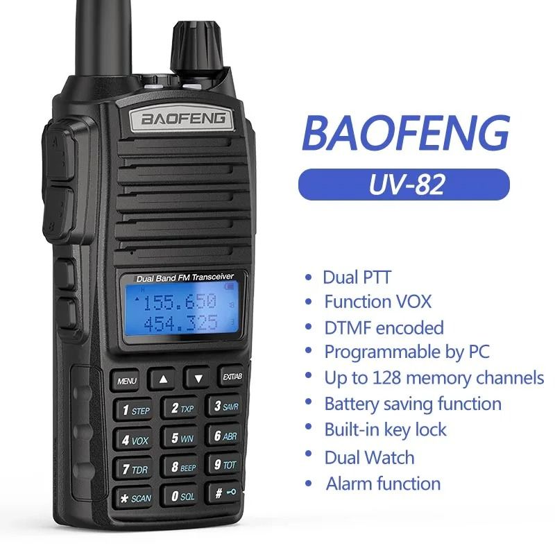 Double “BaoFeng UV82 High-Performance Handheld Walkie Talkie with Dual Display, Programmable Channels, and Enhanced Audio Clarity for Reliable Communication”