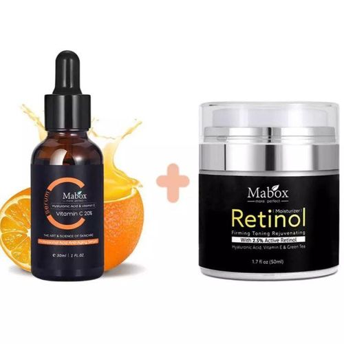 Mabox Retinol Cream Moisturizer + Vitamin C Serum Anti-aging Set.   Fight Bacteria which causes Acne
   Increases Collagen Production