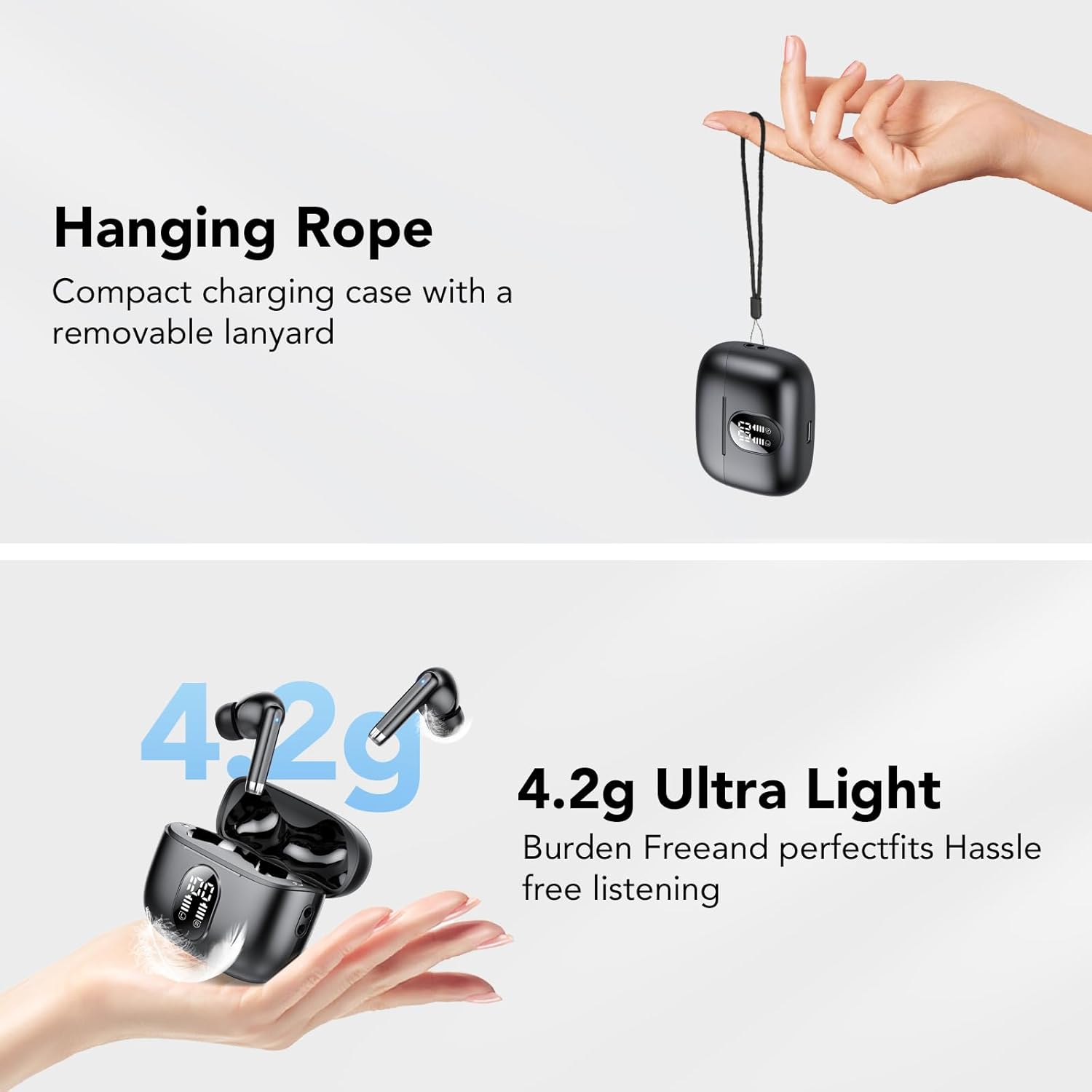 Wireless Earbuds, Bluetooth 5.3 Headphones In Ear 40h Playtime Mini Ear Buds Deep Bass, Earphones Light Weight, Bluetooth Earbuds IP7 Waterproof, Portable Design