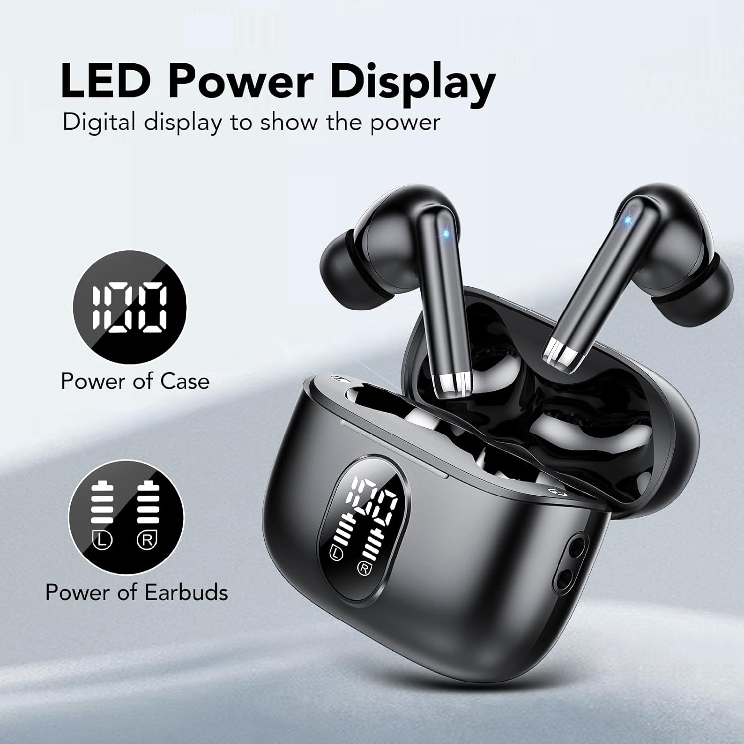 Wireless Earbuds, Bluetooth 5.3 Headphones In Ear 40h Playtime Mini Ear Buds Deep Bass, Earphones Light Weight, Bluetooth Earbuds IP7 Waterproof, Portable Design