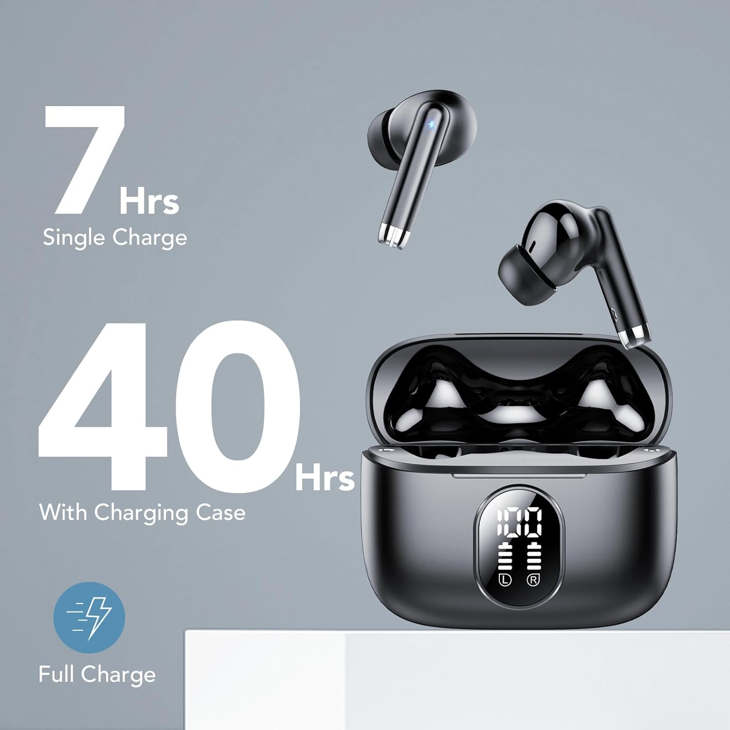 Wireless Earbuds, Bluetooth 5.3 Headphones In Ear 40h Playtime Mini Ear Buds Deep Bass, Earphones Light Weight, Bluetooth Earbuds IP7 Waterproof, Portable Design