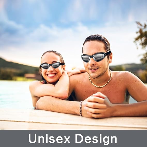 4Pcs/set Swim Goggles, Swimming Goggles Anti-Fog UV Protection Coated Lens No Leaking with Nose Clip, Earplugs, Case for Men Women Adult Youth Kids with Cap