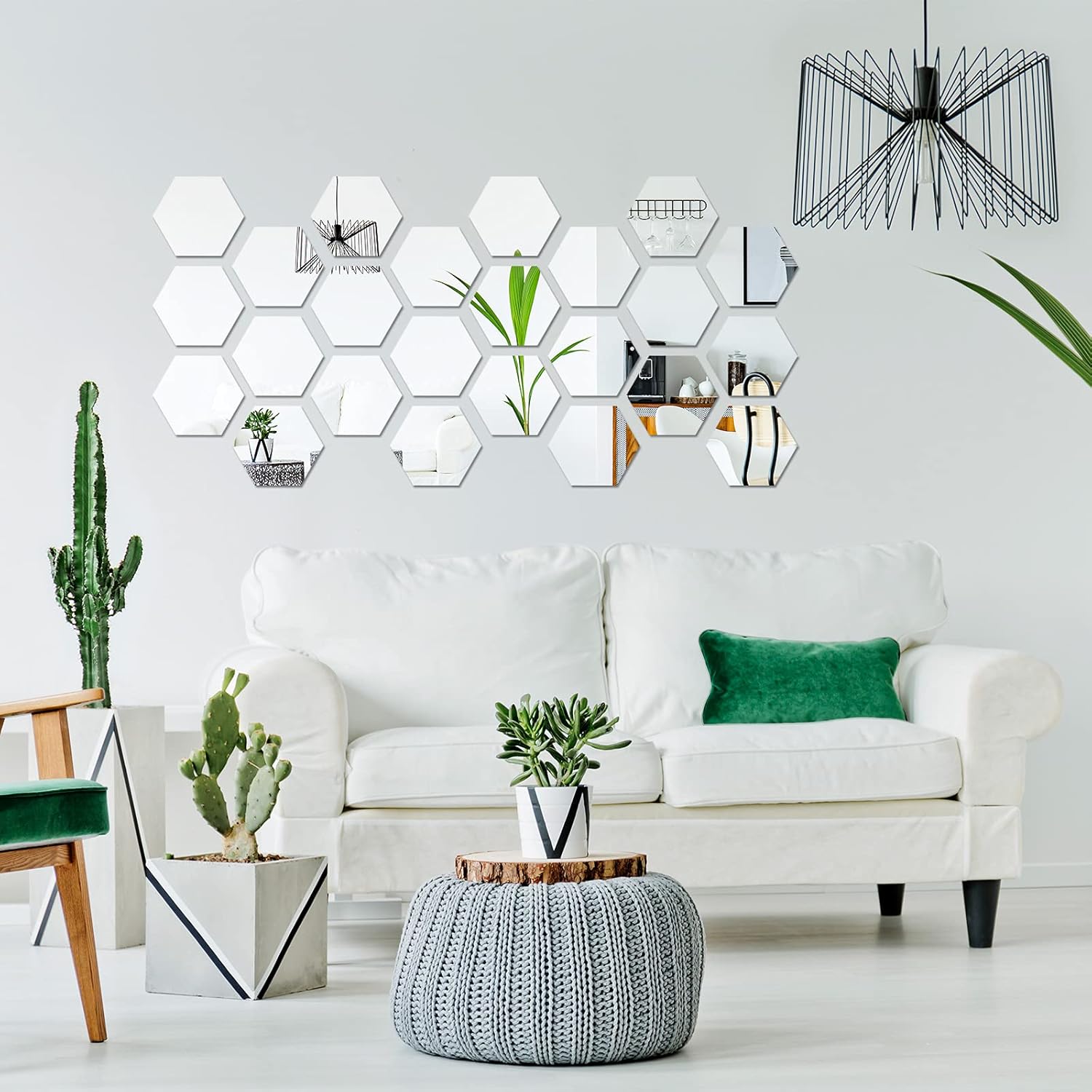 12 Pieces Hexagon Mirror Wall Sticker Removable Acrylic Mirror Setting Wall Sticker Decal Honey Comb Mirror Decal for Living Room Bedroom Home Decor