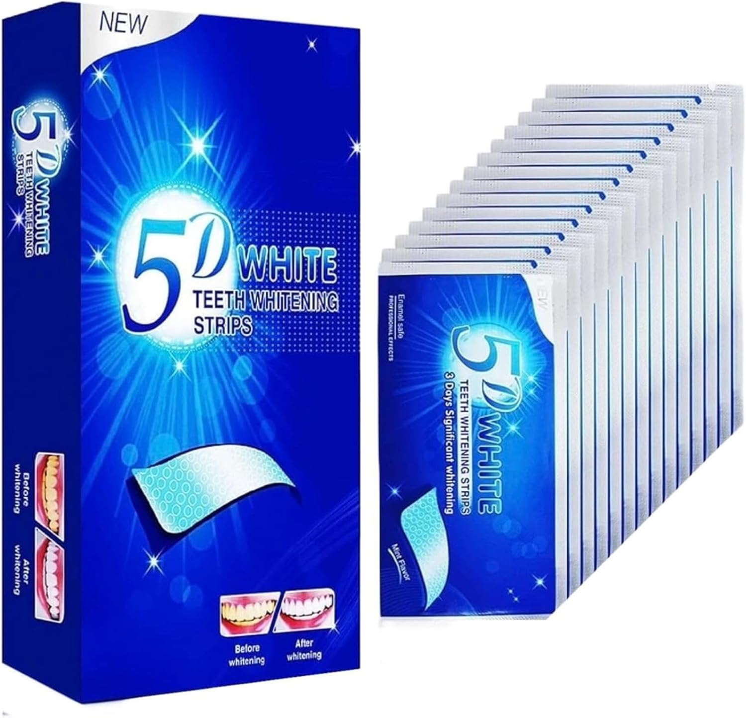 Premium Teeth Whitening Strips, 28 Piece Tooth Whitening Pack for 14 Treatments, Safe On Enamel, Easy to Use Home Tooth Whitening kit, Advanced 5D Technology Teeth Whitening Kit