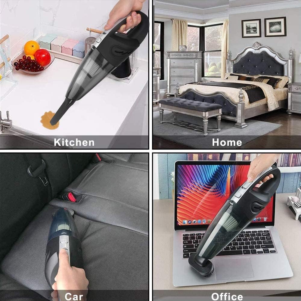 Handheld Vacuums Cordless 120W USB Rechargeable Car Vacuum Cleaner, Lightweight Wet Dry Vacuum, Car Hoover for Kitchen, Car, Office, Home, Pet Hair Cleaning