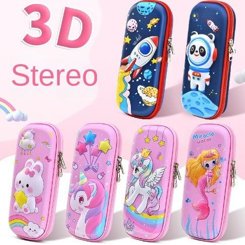 Stationery Box Pencil Case for Boys Girls 3D EVA Cartoon Storage Pouch Pen Holder for School Kids Large-Capacity Storage Box Children's Student Gift