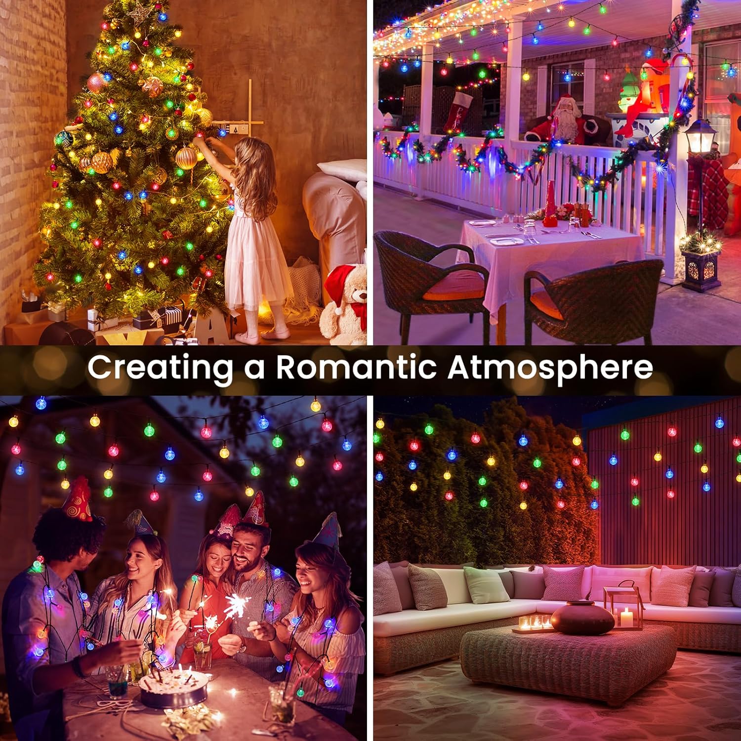 Solar Lights Outdoor Garden,  50LED Garden Solar String Lights Waterproof Crystal Globe Fairy Lights Outdoor Christmas Lights for Garden, Gazebo,Camping,Party, Christmas Decorations(Colorful) [Energy