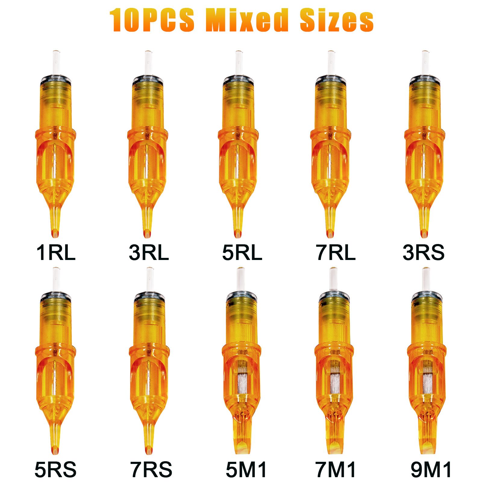 10pcs Tattoo Cartridge Needles  Assorted Tattoo Needle Cartridges Round Liner Mixed Size 1RL 3RL 5RL 7RL 3RS 5RS 7RS 5M1 7M1 9M1