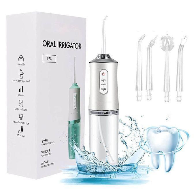 Water Flosser Cordless Oral Irrigator Mini Portable 220ml Sink USB Rechargeable IPX7 Waterproof Electric Dental Flossers 3 Modes with 4 Nozzles Waterproof 360° Rotating