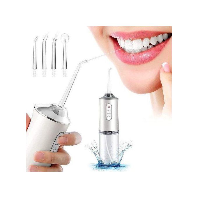 Water Flosser Cordless Oral Irrigator Mini Portable 220ml Sink USB Rechargeable IPX7 Waterproof Electric Dental Flossers 3 Modes with 4 Nozzles Waterproof 360° Rotating