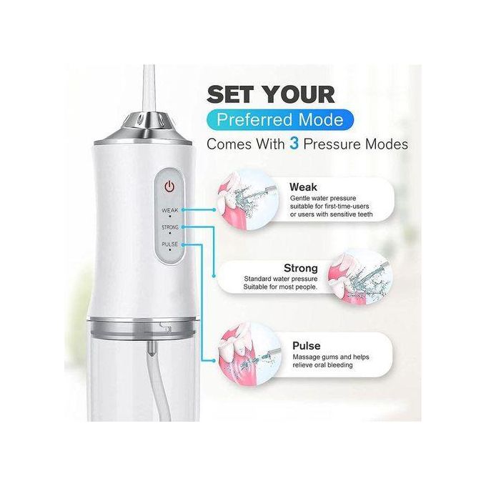 Water Flosser Cordless Oral Irrigator Mini Portable 220ml Sink USB Rechargeable IPX7 Waterproof Electric Dental Flossers 3 Modes with 4 Nozzles Waterproof 360° Rotating