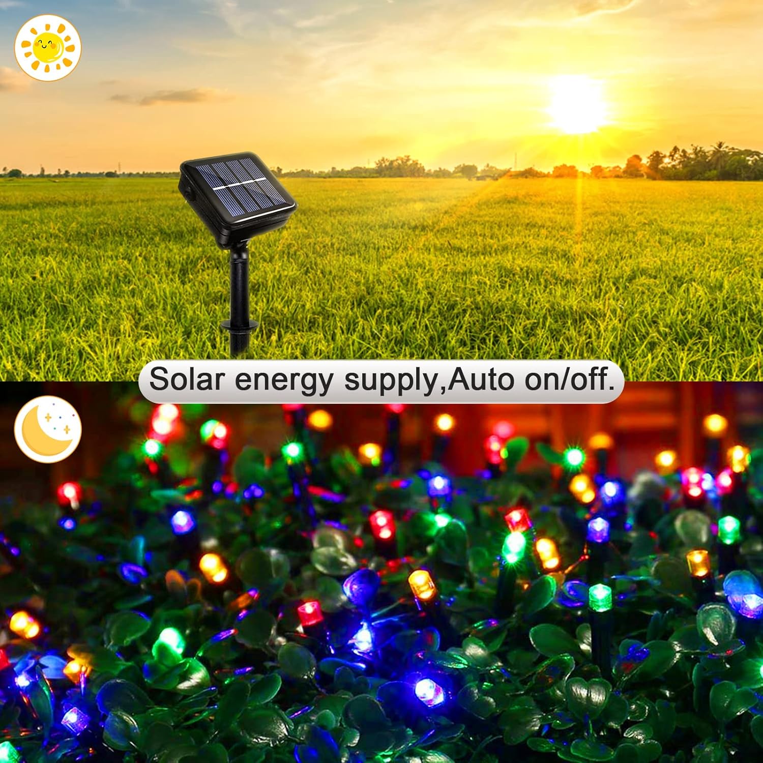 Solar String Lights Outdoor Led Fairy Lights Solar Fairy String Light for Garden Fence Home Christmas Tree Party Plaza 100 Led Multi-Colored