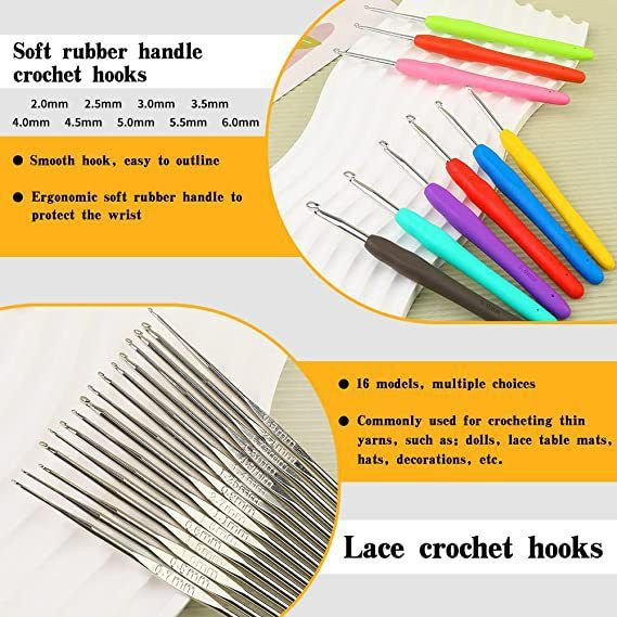105 pcs Crochet Kit, Crochet Hooks Yarn Set, Knitting Kit, Knitting Accessories Set,Includes Complete Crochet Accessories-Perfect Crochet Starter Kit for Adults