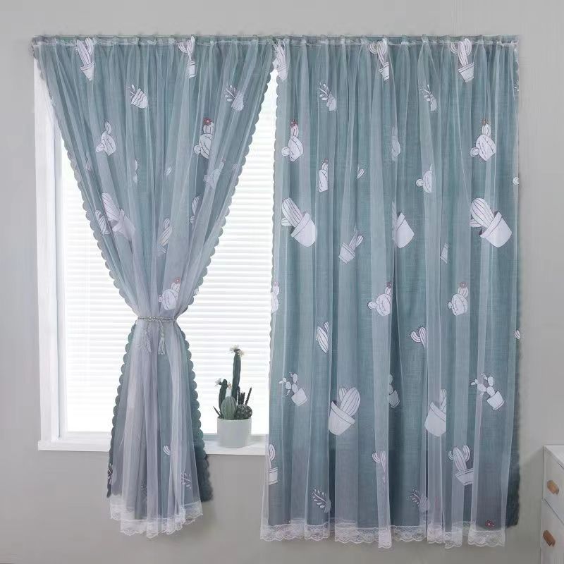 2PCS Punch-free Velcro Blackout Curtain For Living Room Bedroom Window Curtains Protective
