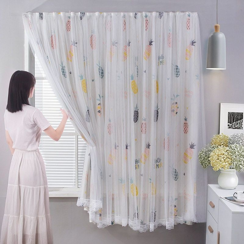2PCS Punch-free Velcro Blackout Curtain For Living Room Bedroom Window Curtains Protective