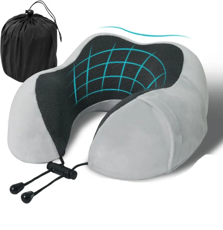 Travel Pillow, Memory Foam Neck Pillow for Traveling, U Shape Neck Pillow Airplane Portable Flight Pillow Travel Kit with 3D Contoured Eye Masks and Earplugs for Plane Train Car Home Office