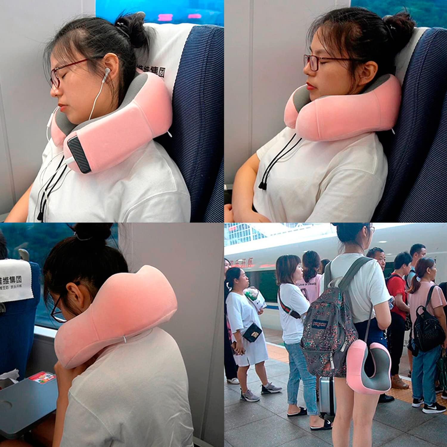 Travel Pillow, Memory Foam Neck Pillow for Traveling, U Shape Neck Pillow Airplane Portable Flight Pillow Travel Kit with 3D Contoured Eye Masks and Earplugs for Plane Train Car Home Office